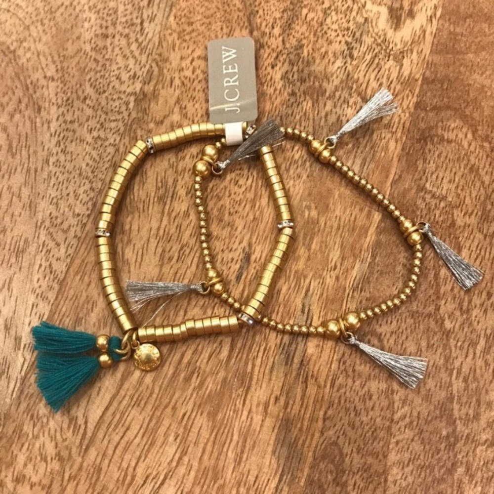 J.CREW Beaded Tassel Stretch Bracelets - Picture 2 of 4